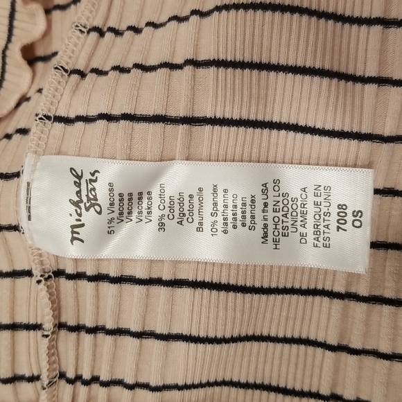 💕MICHAEL STARS💕 Rachel Stripe Mock Neck Top ~ Whisper Striped 90s Lettuce Edge - Picture 9 of 10